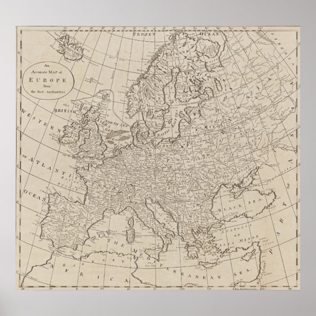 Vintage Map of Europe (1800) Poster (Front)