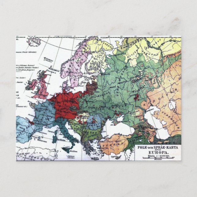 Vintage Map of Europe 1876 Postcard (Front)
