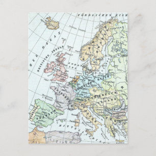 Vintage Map of Europe (1899) Postcard