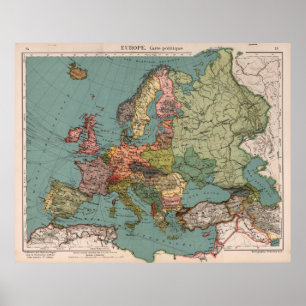 Vintage Map of Europe (1921) Poster