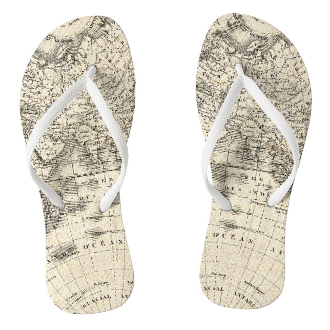Vintage Map Of Europe and Asia Flip Flops (Footbed)