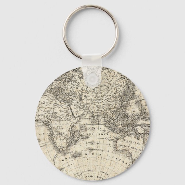 Vintage Map Of Europe and Asia Key Ring (Front)