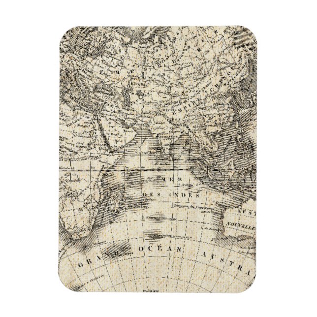 Vintage Map Of Europe and Asia Magnet (Vertical)