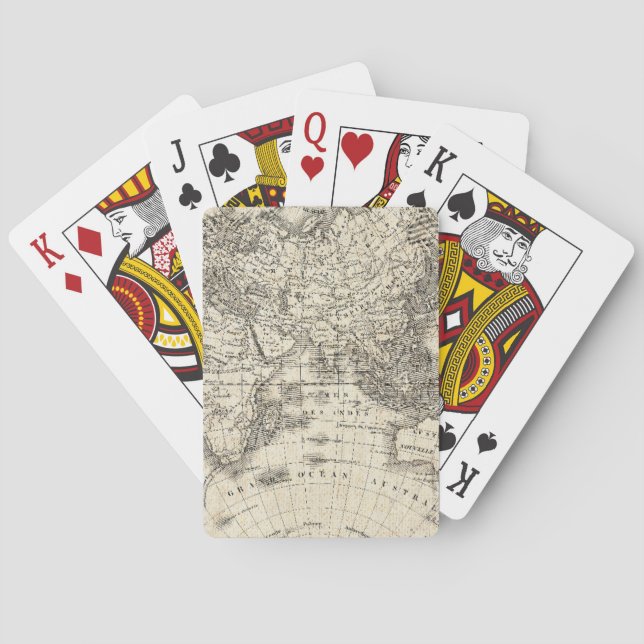 Vintage Map Of Europe and Asia Playing Cards (Back)
