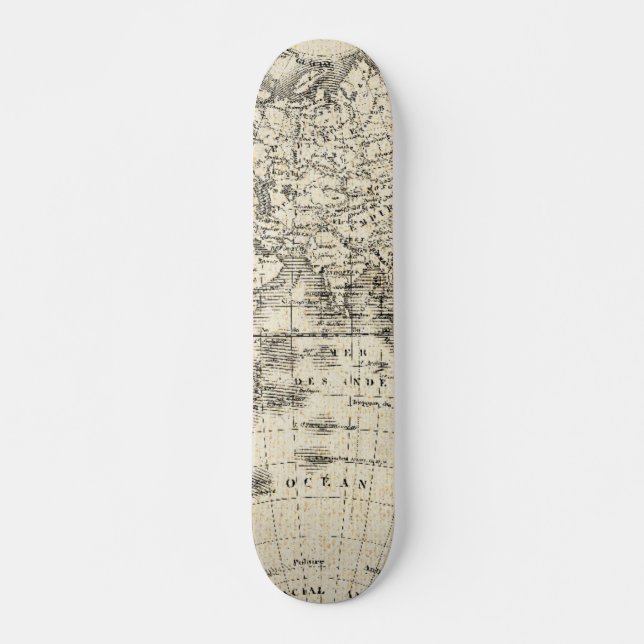 Vintage Map Of Europe and Asia Skateboard (Front)