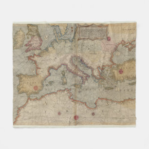 Vintage Map of Europe and The Mediterranean (1569) Fleece Blanket