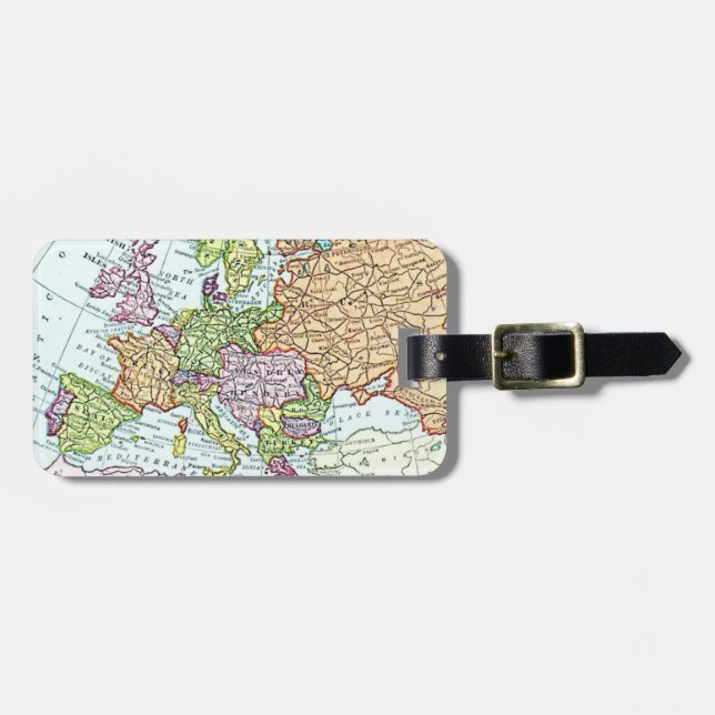 Vintage map of Europe colourful pastels Luggage Tag (Front Horizontal)