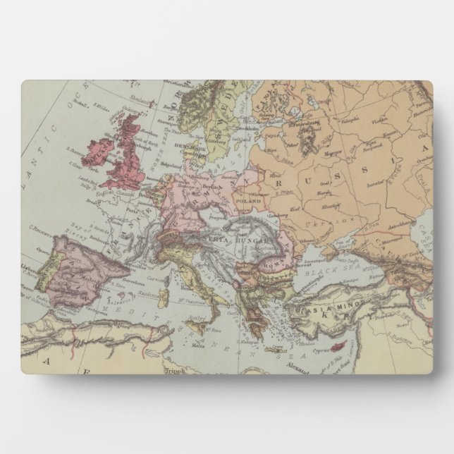 Vintage Map of Europe Plaque (Front)