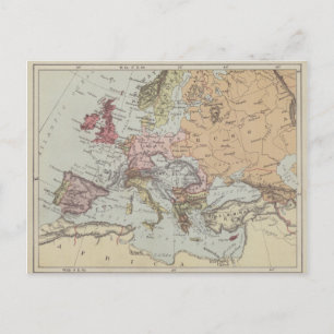 Vintage Map of Europe Postcard