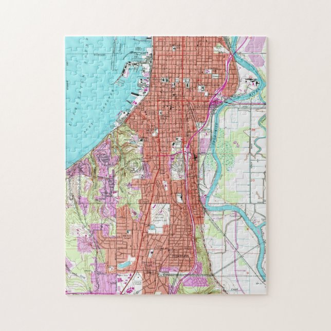 Vintage Map of Everett Washington (1953) Jigsaw Puzzle (Vertical)