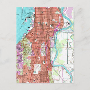Vintage Map of Everett Washington (1953) Postcard