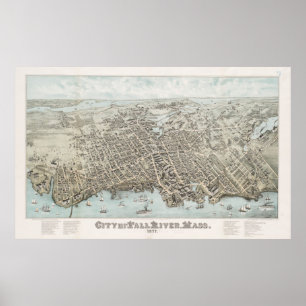 Vintage Map of Fall River Massachusetts (1877) Poster