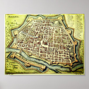Vintage map of Ferrara, ITALY Poster