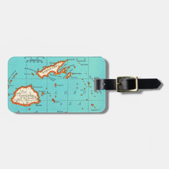 Vintage Map of FIJI Luggage Tag (Front Horizontal)