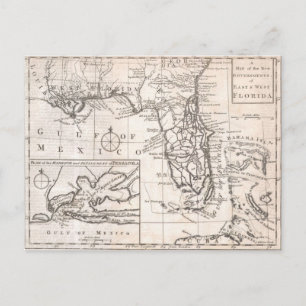 Vintage Map of Florida (1763) Postcard