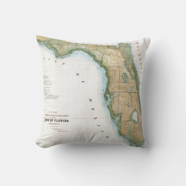 Vintage Map of Florida (1848) Cushion (Front)