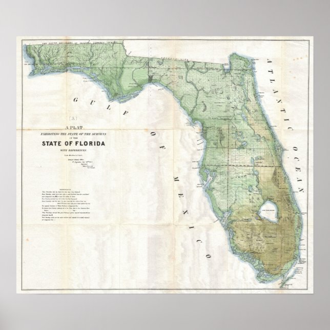 Vintage Map of Florida, 1853 Poster (Front)