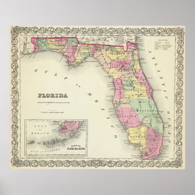 Vintage Map of Florida (1856) Poster (Front)