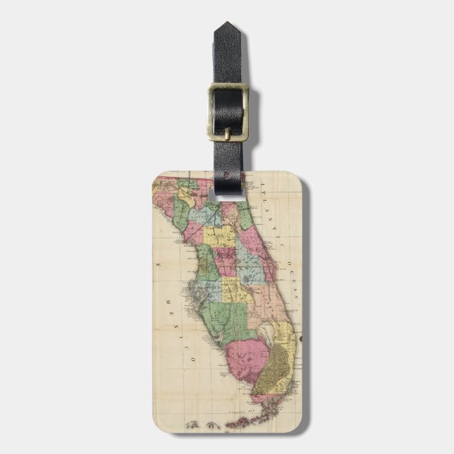 Vintage Map of Florida (1870) Luggage Tag (Front Vertical)