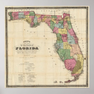 Vintage Map of Florida (1870) Poster