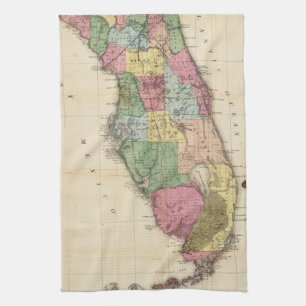 Vintage Map of Florida (1870) Tea Towel