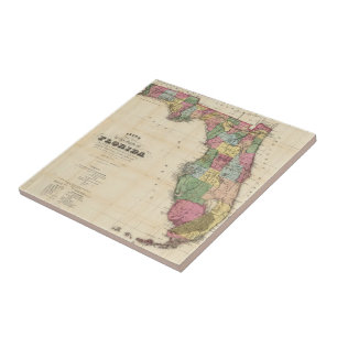 Vintage Map of Florida (1870) Tile