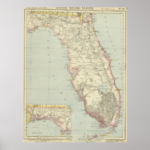 Vintage Map of Florida (1883) 2 Poster