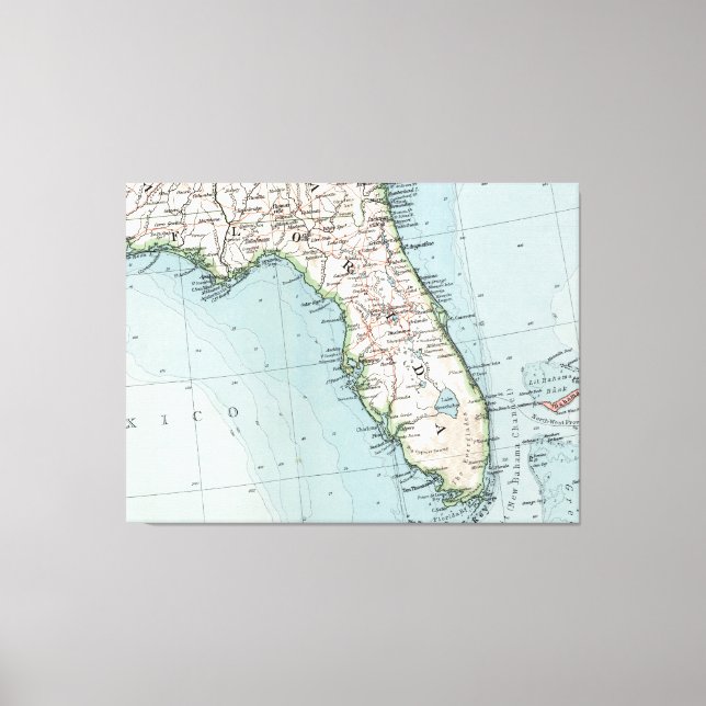 Vintage Map of Florida (1900) Canvas Print (Front)