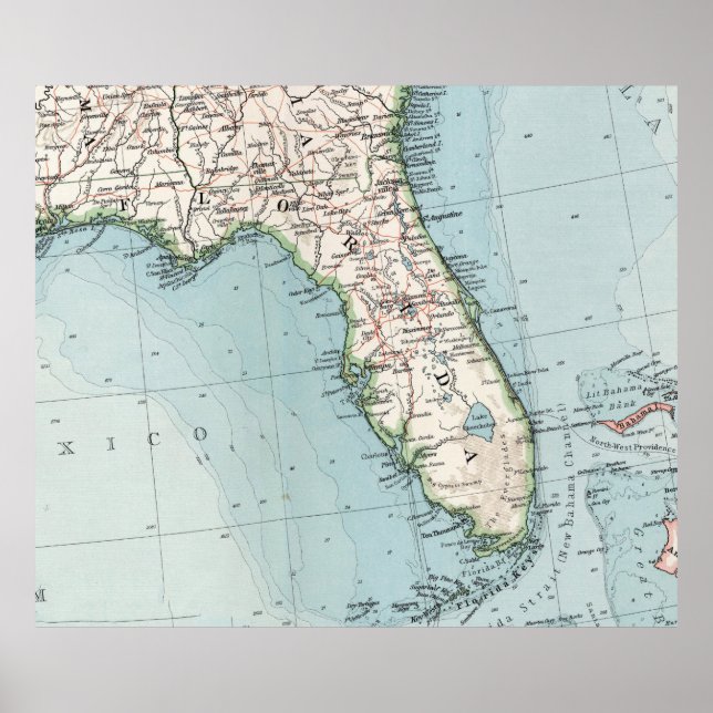 Vintage Map of Florida (1900) Poster (Front)