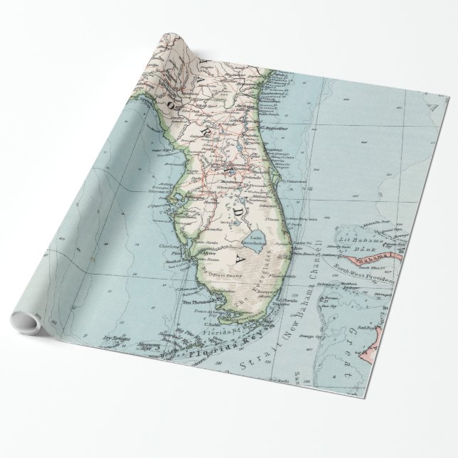 Vintage Map of Florida (1900) Wrapping Paper (Unrolled)
