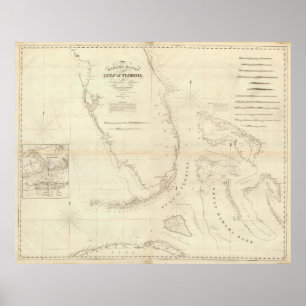 Vintage Map of Florida and The Bahamas (1827) Poster