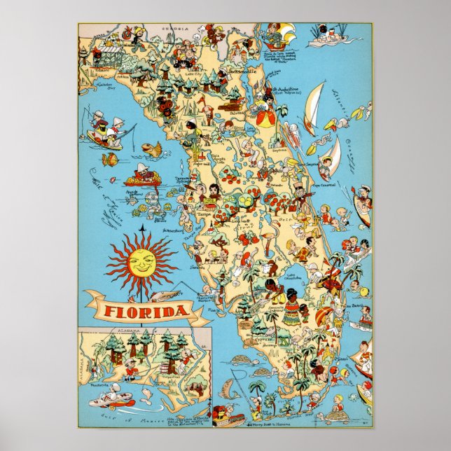Vintage Map of Florida Poster (Front)