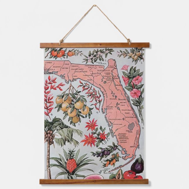 Vintage Map of Florida Wall Hanging Tapestry (Front)