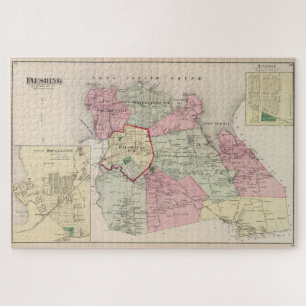 Vintage Map of Flushing Queens (1873) Jigsaw Puzzle