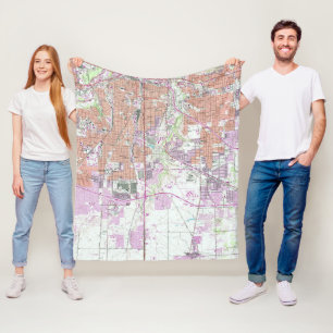 Vintage Map of Fort Worth Texas (1955) 2 Fleece Blanket