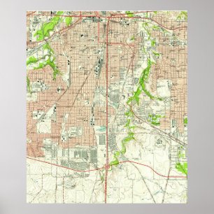 Vintage Map of Fort Worth Texas (1955) Poster