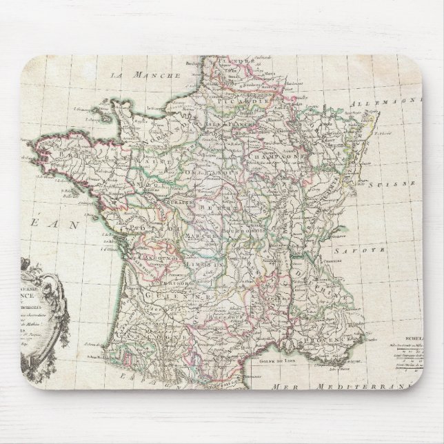 Vintage Map of France (1771) Mouse Mat (Front)