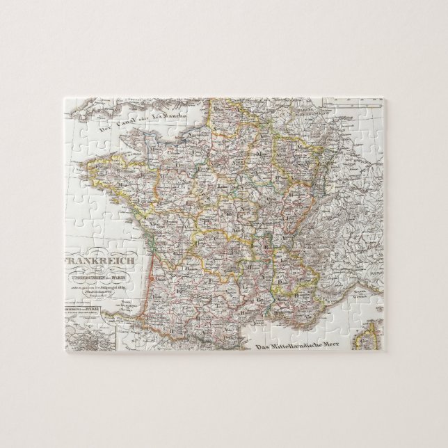 Vintage Map of France (1850) Jigsaw Puzzle (Horizontal)