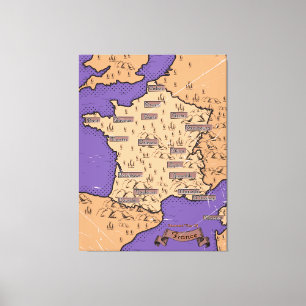 Vintage Map of France Canvas Print