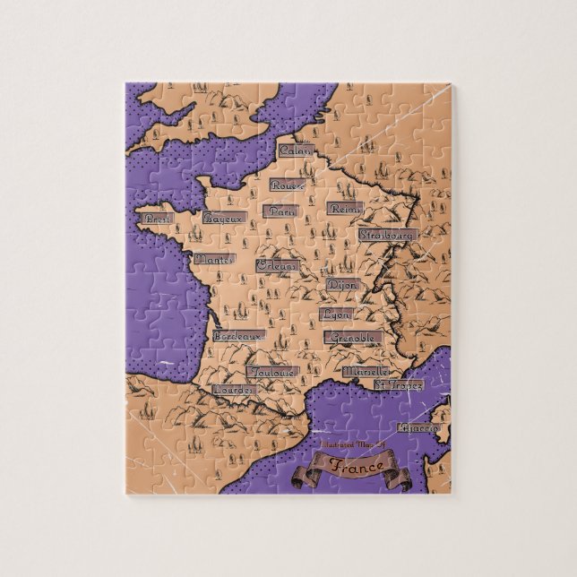 Vintage Map of France Jigsaw Puzzle (Vertical)