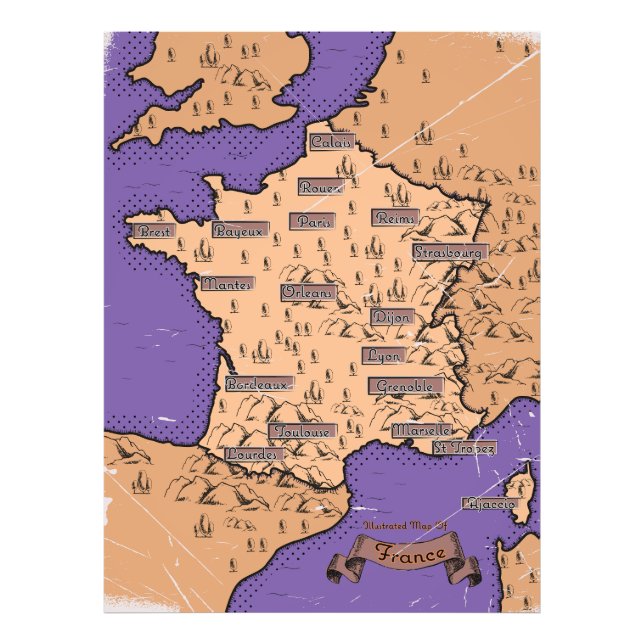 Vintage Map of France Photo Print (Front)