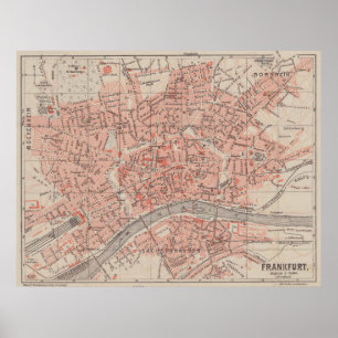 Vintage Map of Frankfurt Germany (1900) Poster