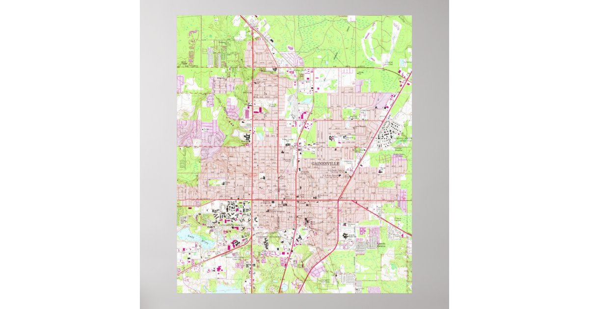Vintage Map of Gainesville Florida (1966) Poster | Zazzle