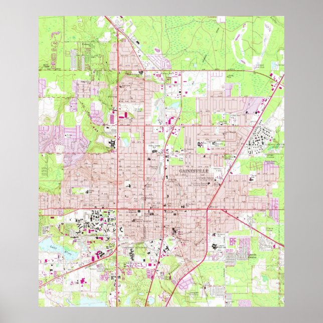 Vintage Map of Gainesville Florida (1966) Poster (Front)