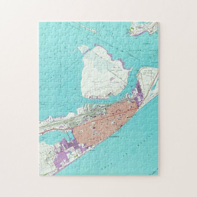 Vintage Map of Galveston Texas (1954) Jigsaw Puzzle (Vertical)