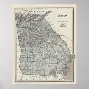 Vintage Map of Georgia (1845) Poster