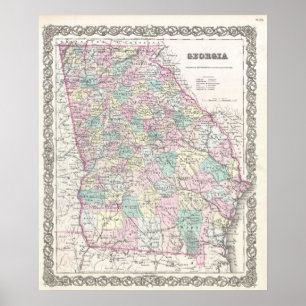 Vintage Map of Georgia (1855) Poster