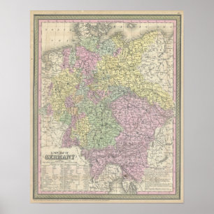 Vintage Map of Germany (1853) Poster