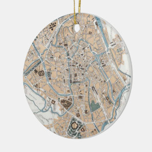Vintage Map of Ghent Belgium (1905) Ceramic Tree Decoration