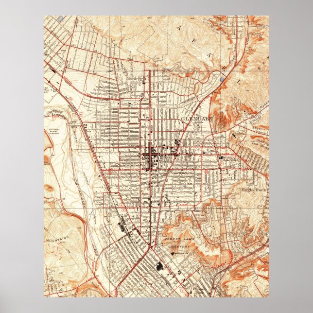 Vintage Map of Glendale California (1928) Poster (Front)